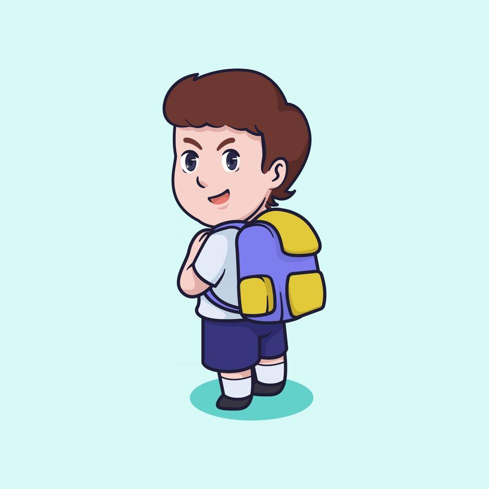 niño lindo ir a la ilustración de vector de escuela