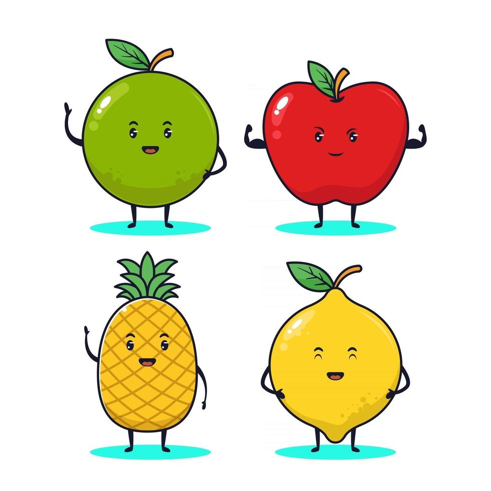 linda ilustración de fruta kawaii vector