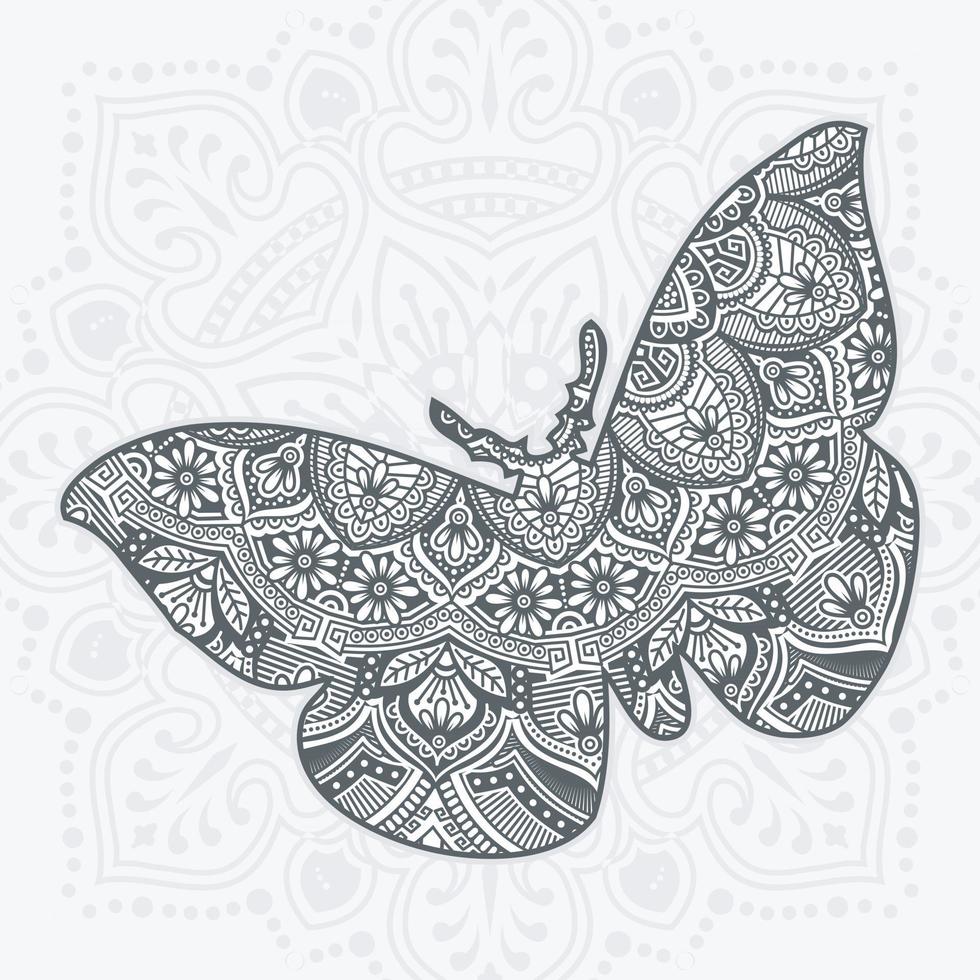 Butterfly Mandala. Vintage decorative elements. vector illustration.
