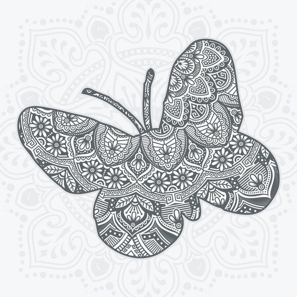 Butterfly Mandala. Vintage decorative elements. vector illustration.