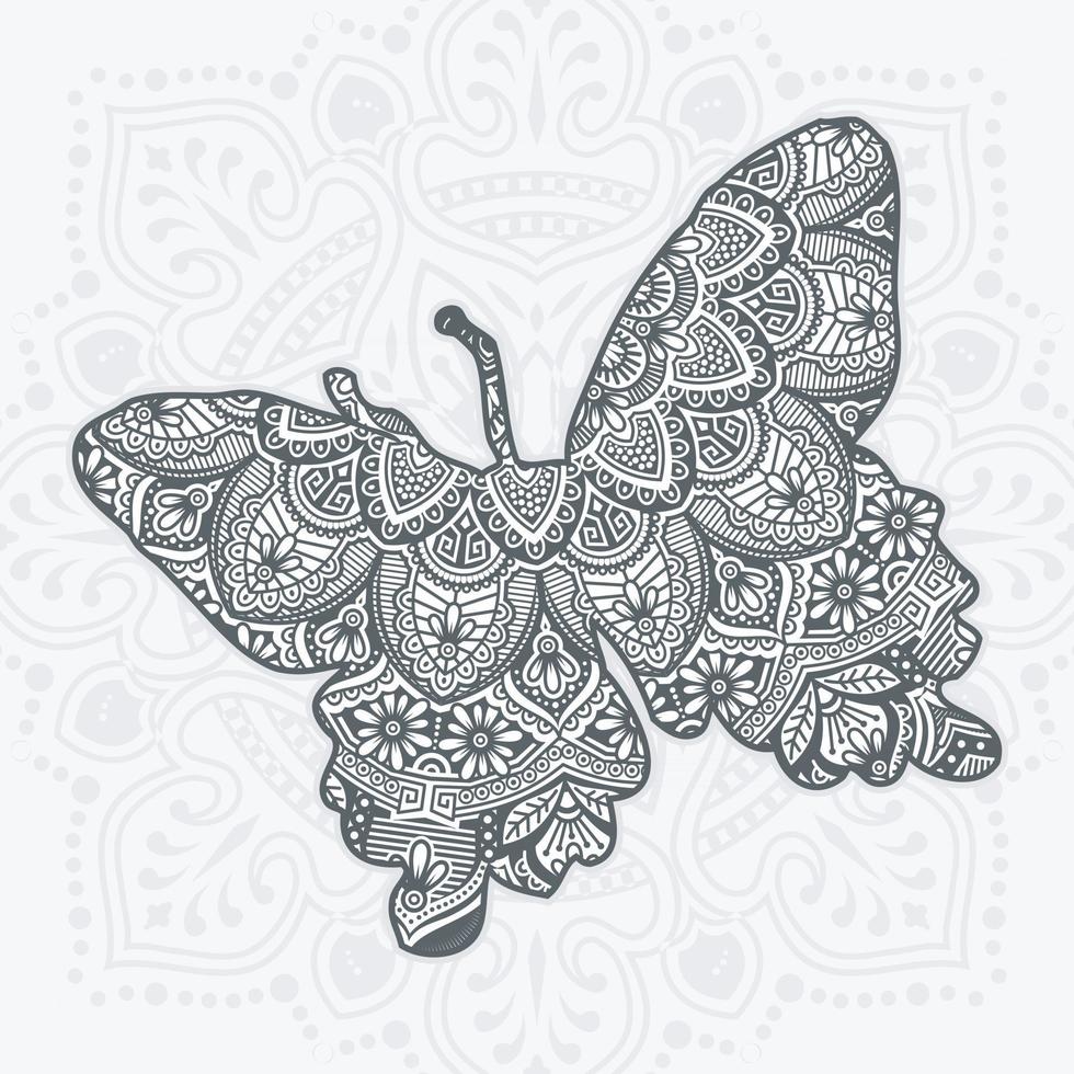 Butterfly Mandala. Vintage decorative elements. vector illustration.