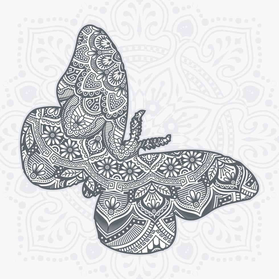 mandala de mariposa. elementos decorativos vintage. ilustración vectorial. vector