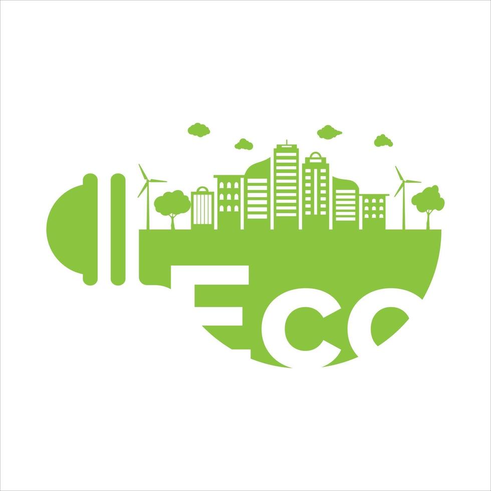 Smart city go green concept. vector