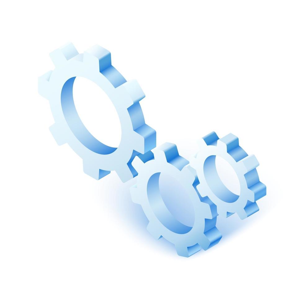 3D isometric cog gear on white background. vector