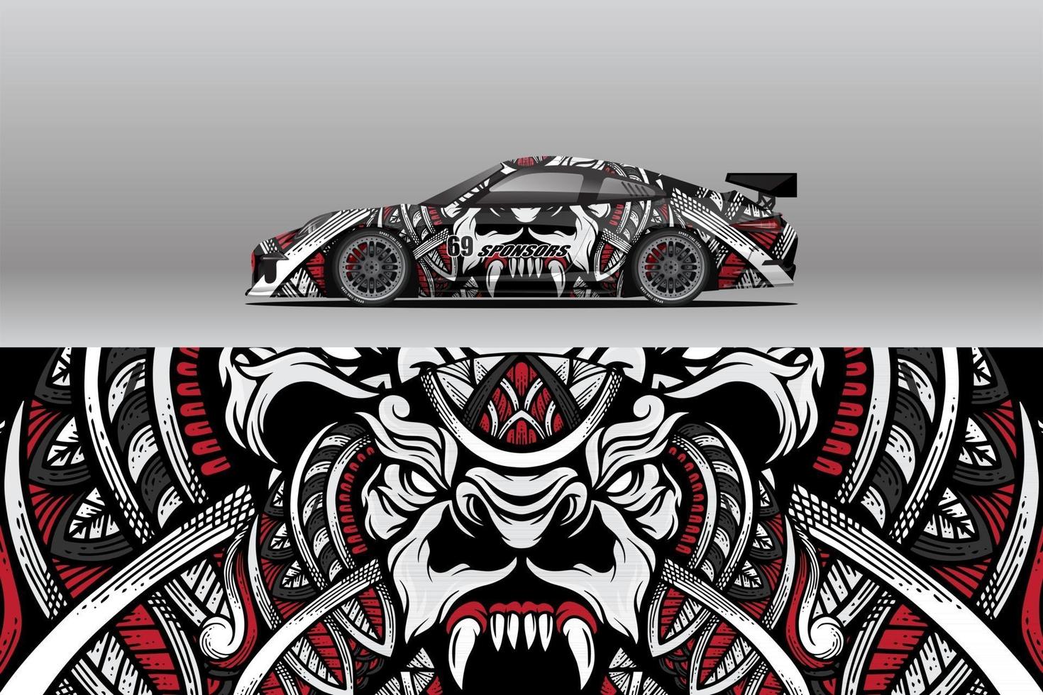 Car wrap decal designs. Abstract racing and sport for racing livery vector