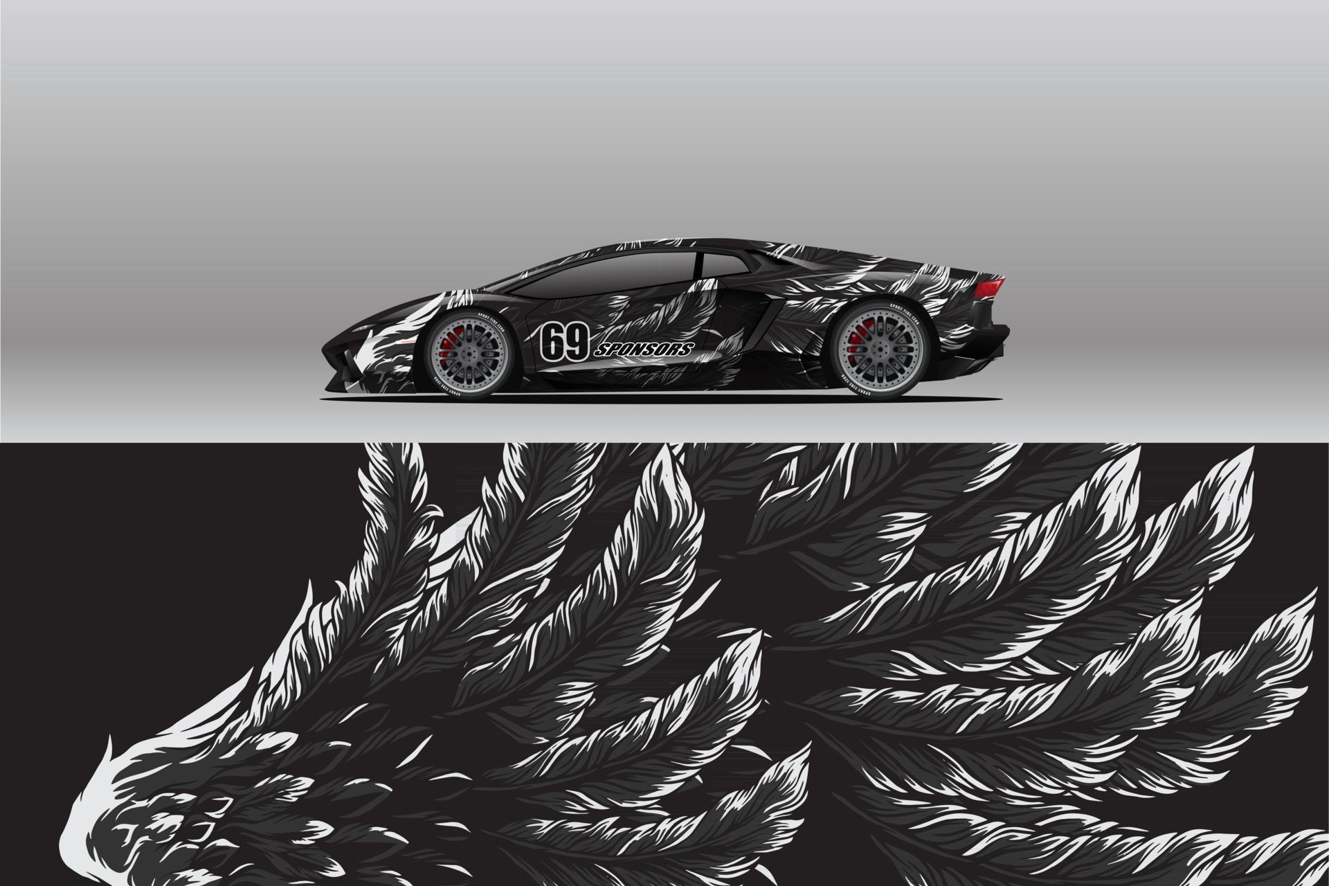 Car wrap decal designs. Abstract racing and sport for racing livery