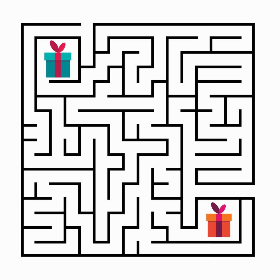 Square maze labyrinth game for kids. Labyrinth logic conundrum vector