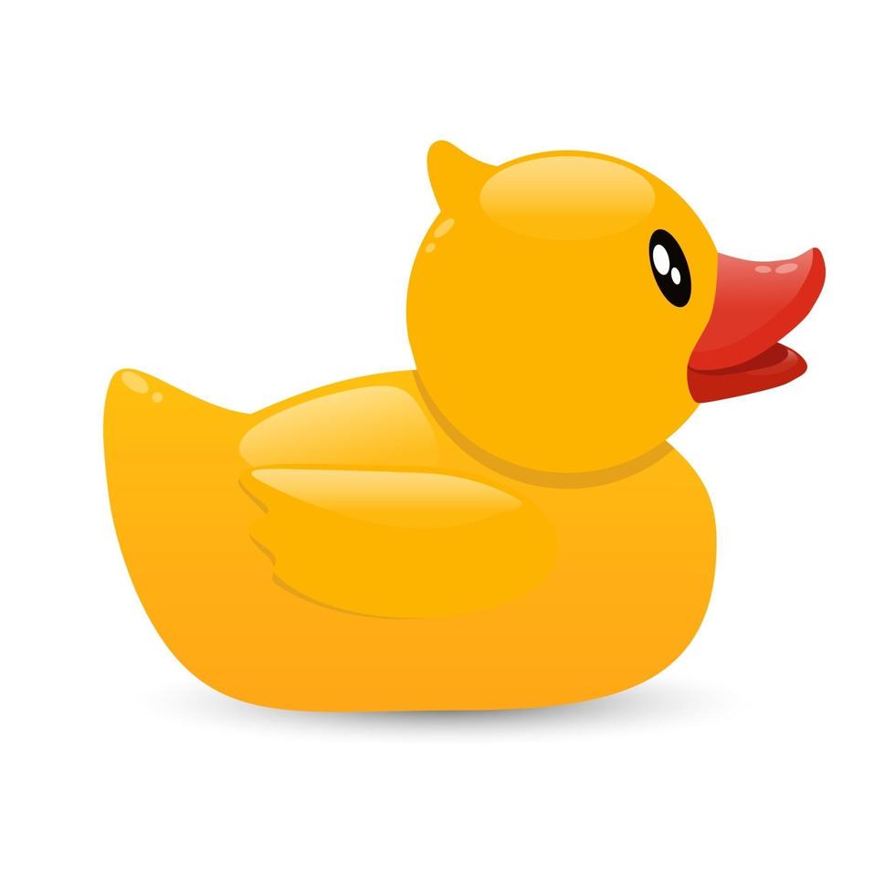 Yellow rubber duck. Baby bathing toy. Vector