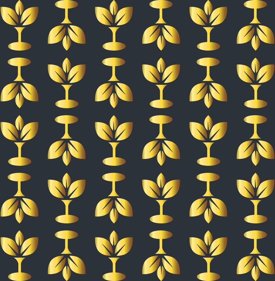 seamless golden small leaf pattern design vector