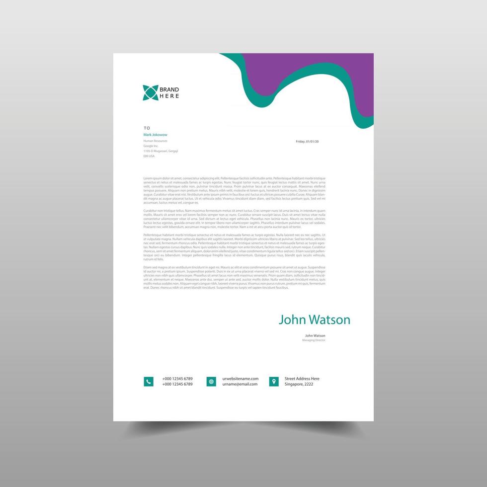 minimal letterhead template for your business vector
