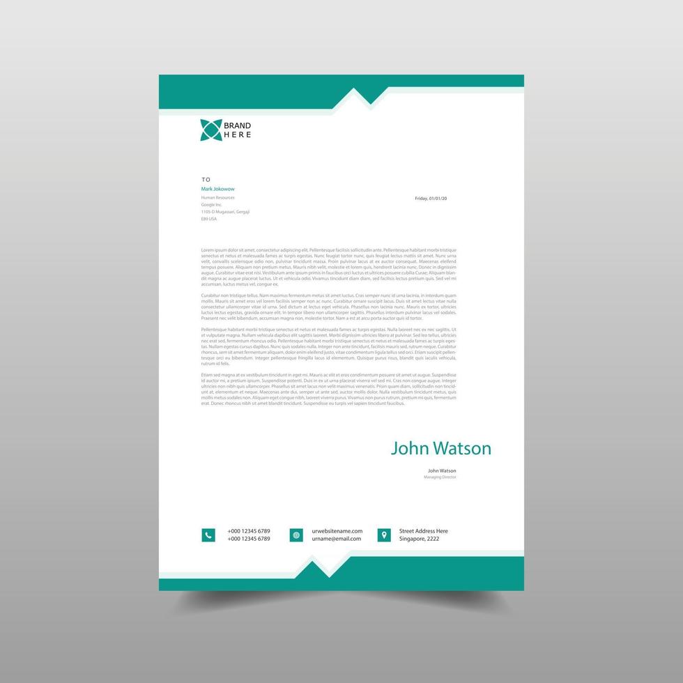 minimal letterhead template for your business vector