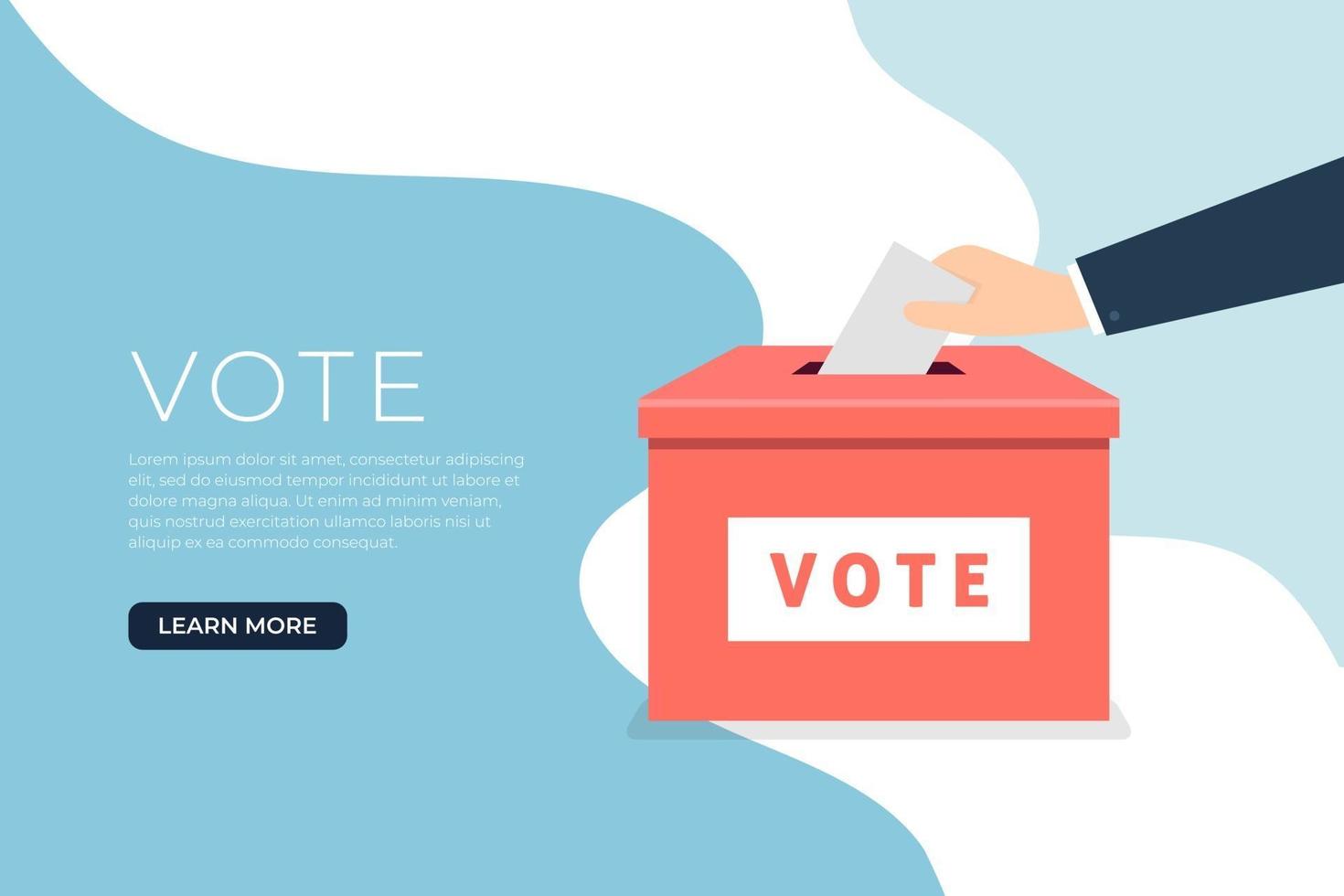 Businessman hand putting voting paper in the ballot box. vector