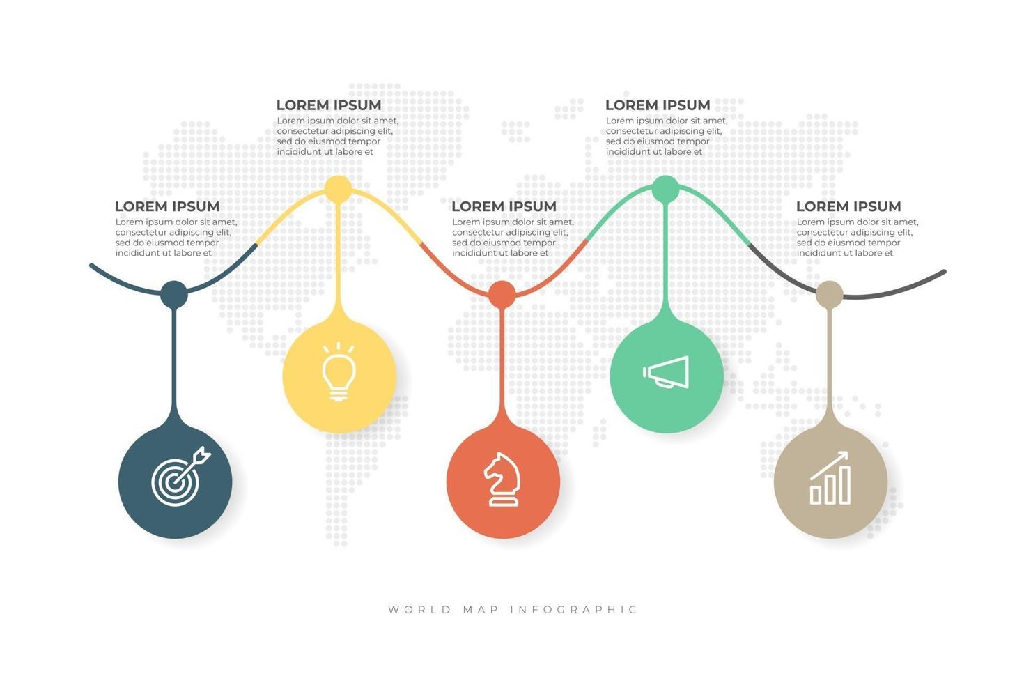 icono de negocio con plantilla de infografía de fondo de mapa mundial. vector