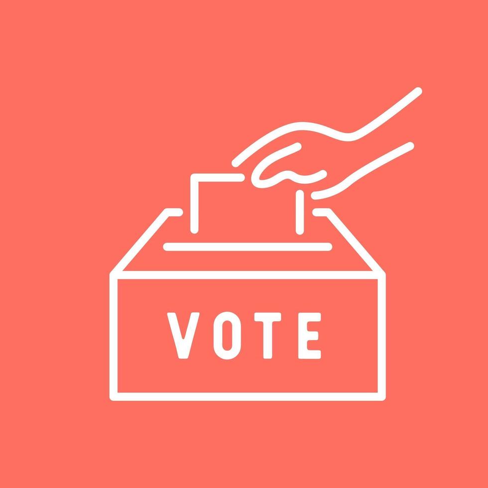 Hand putting paper in the voting box. Vote line icon. vector