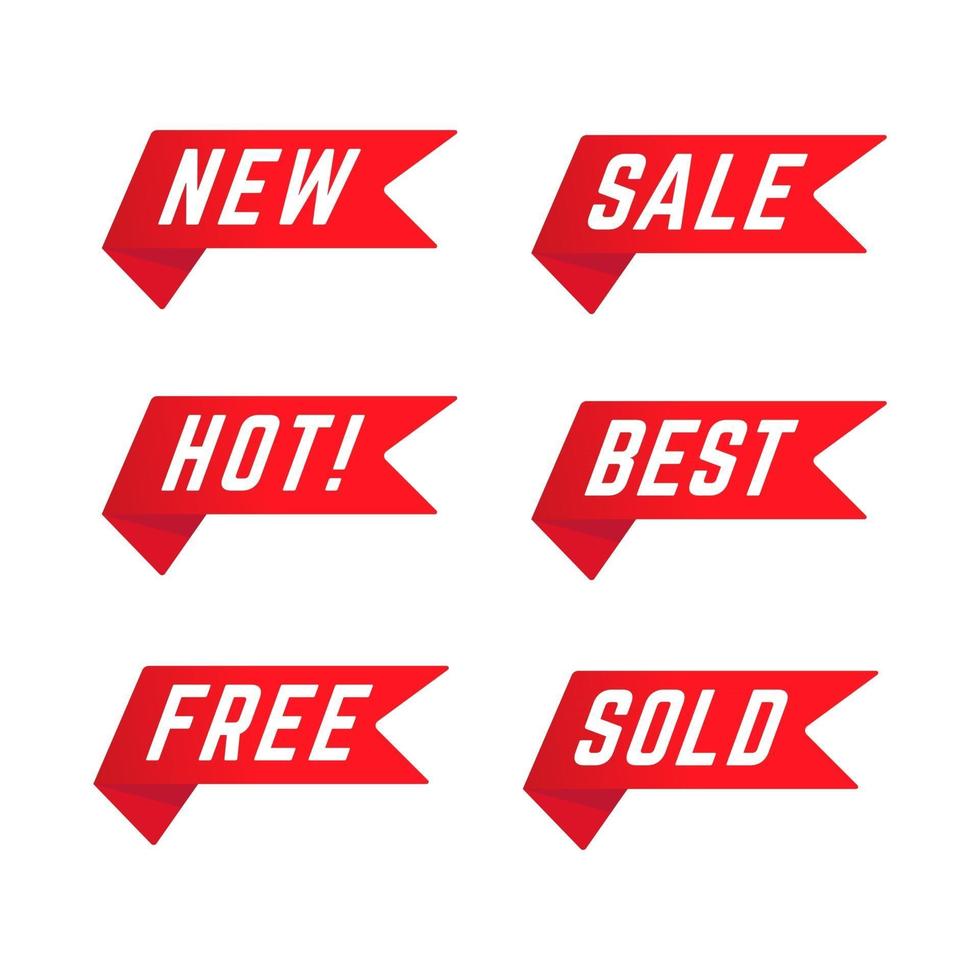 Set of Red Promotional Ribbons. vector