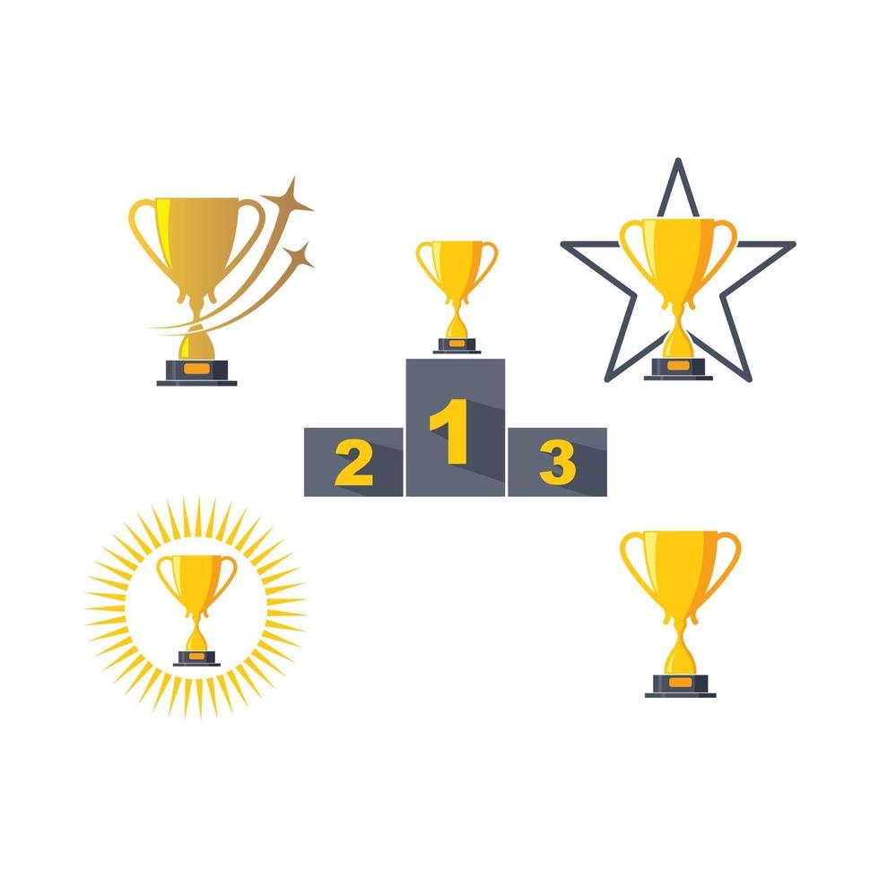 Trophy illustration vector logo icon of winner illustration