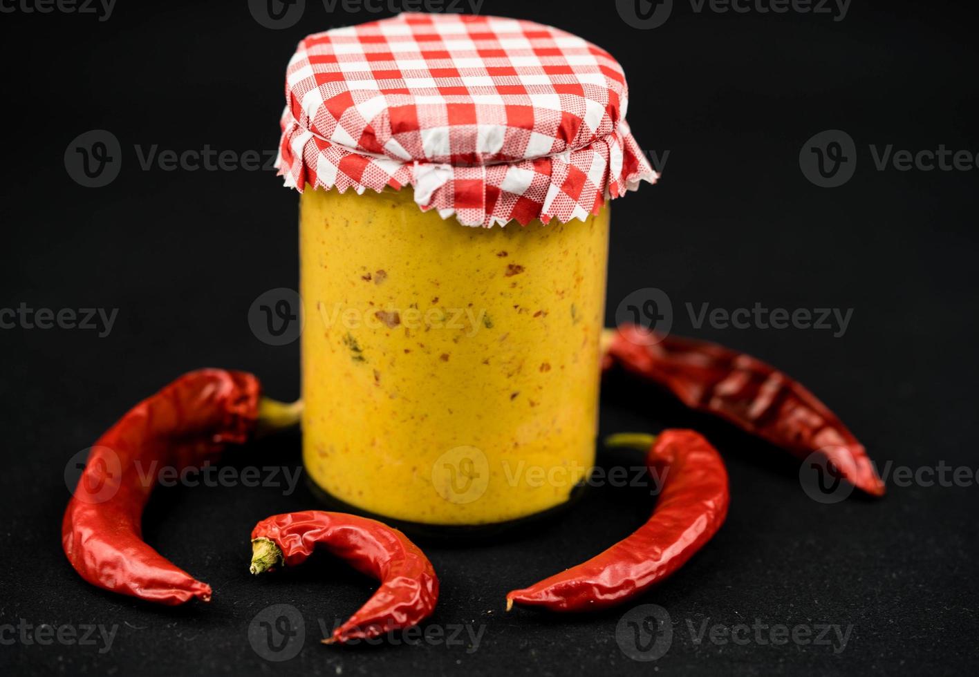 homemade extra hot mustard with chilli pepper photo