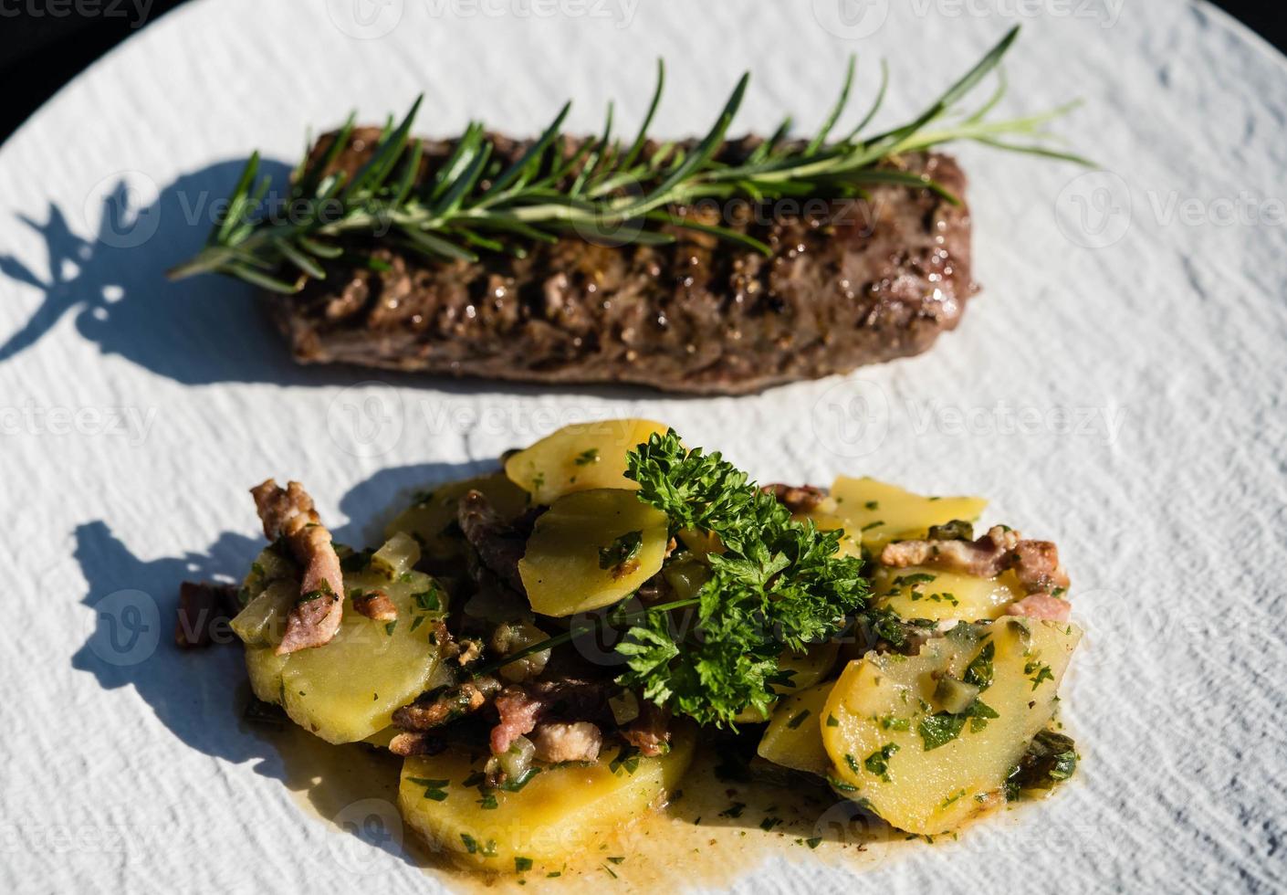 Rosemary lamb steaks with garlic photo