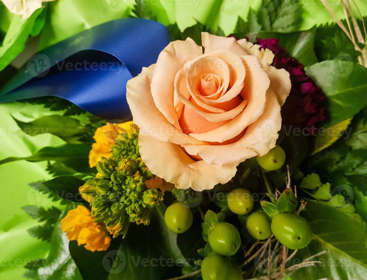 Bridal bouquet with different flowers photo