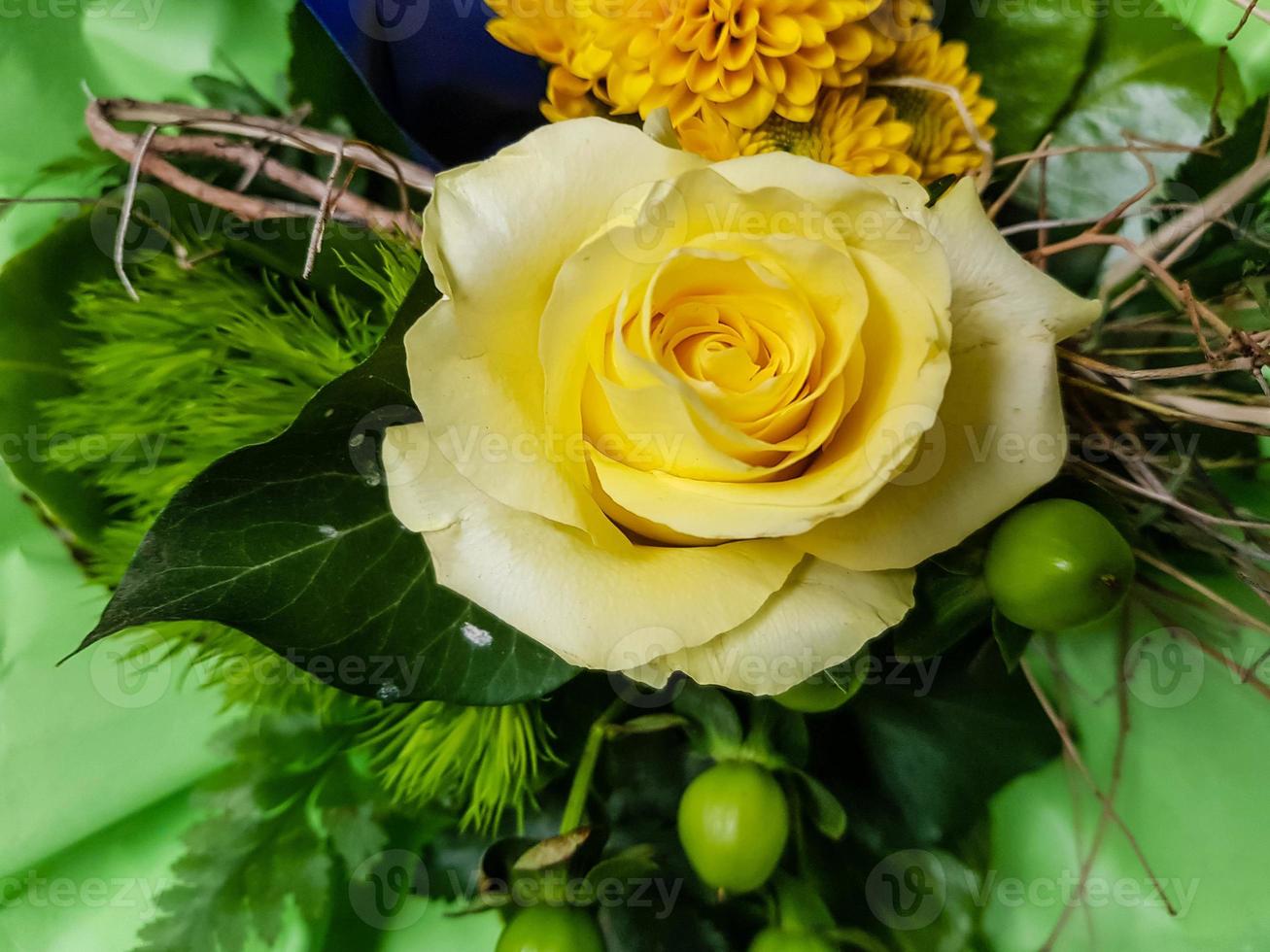 Bridal bouquet with different flowers photo