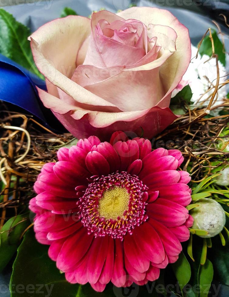 Bridal bouquet with different flowers photo