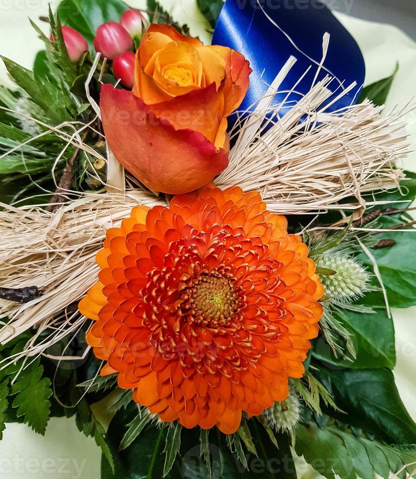 Bridal bouquet with different flowers photo