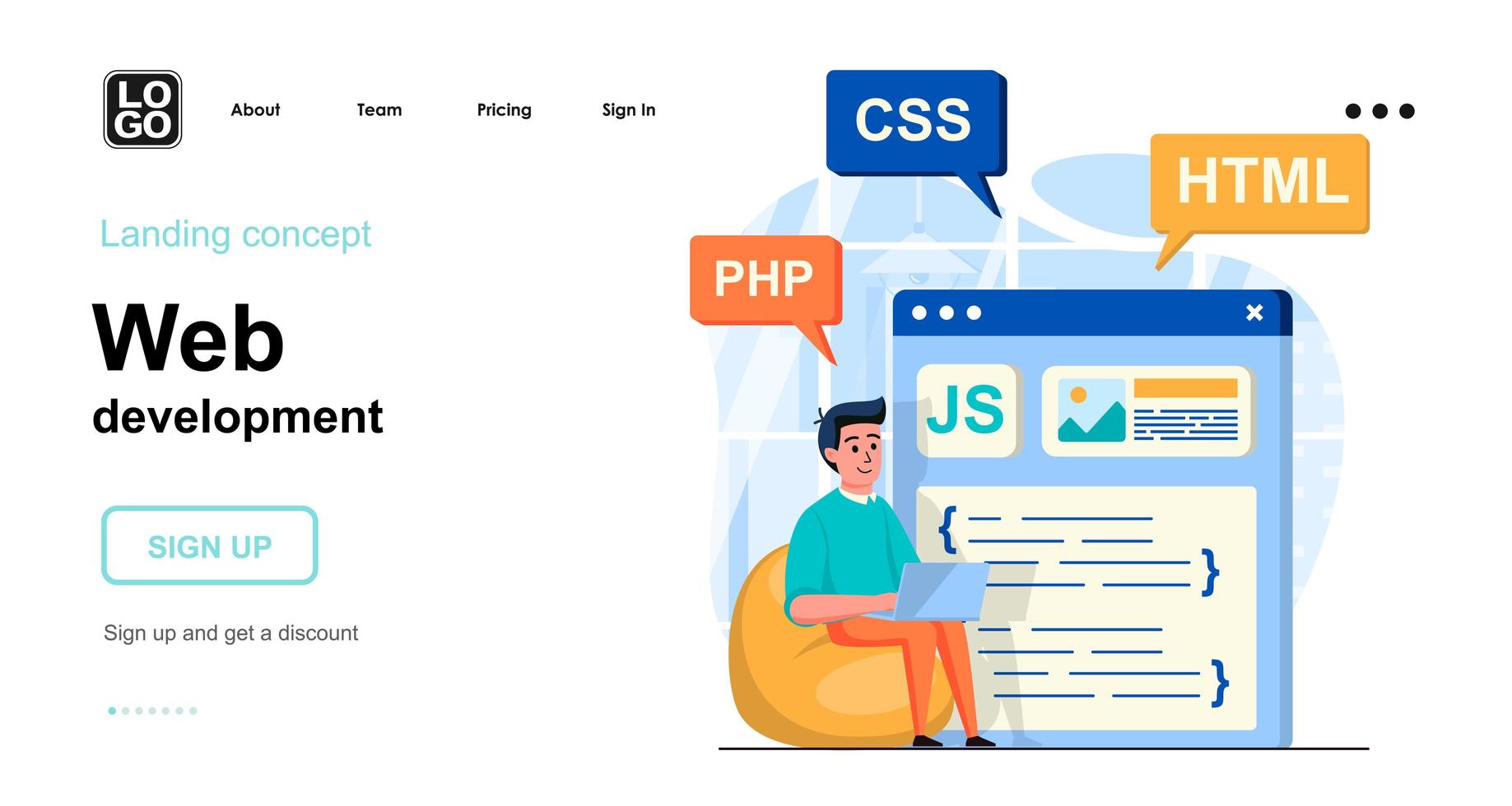 Web development concept landing page template vector