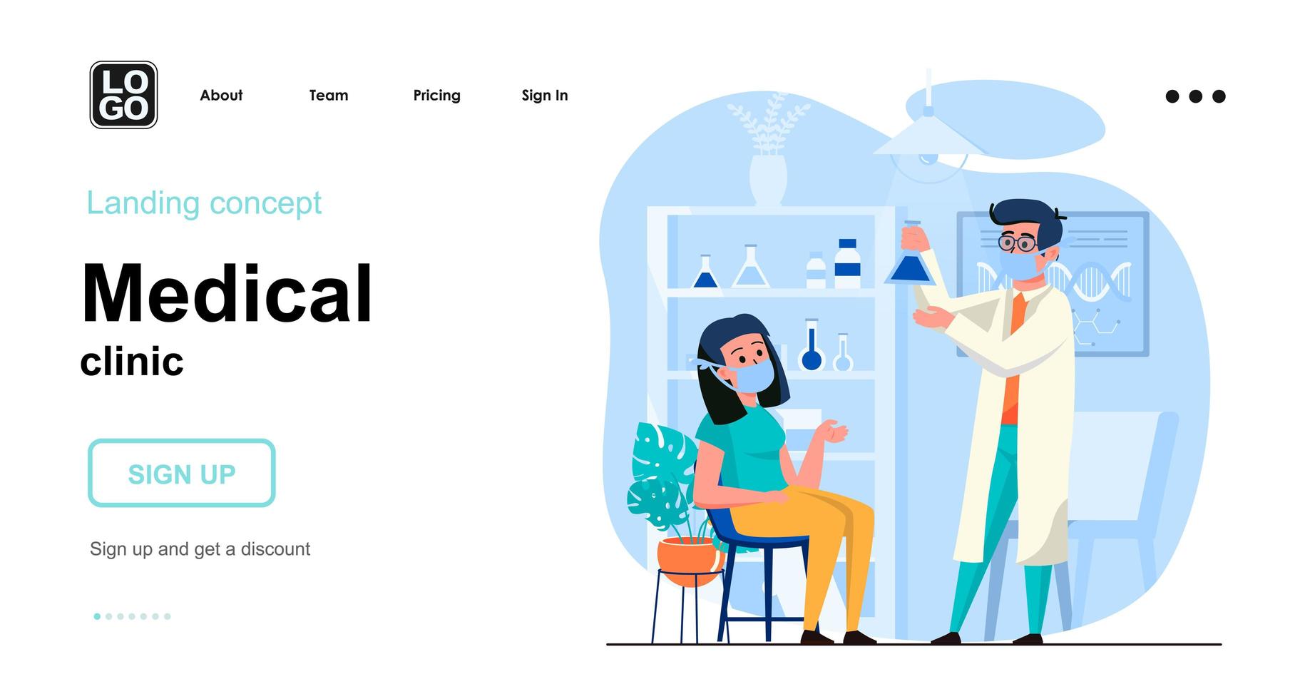 Medical clinic web concept landing page template vector
