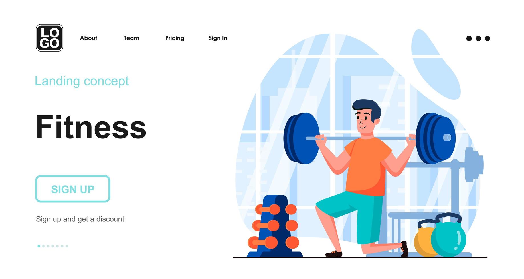 Fitness web concept landing page template vector