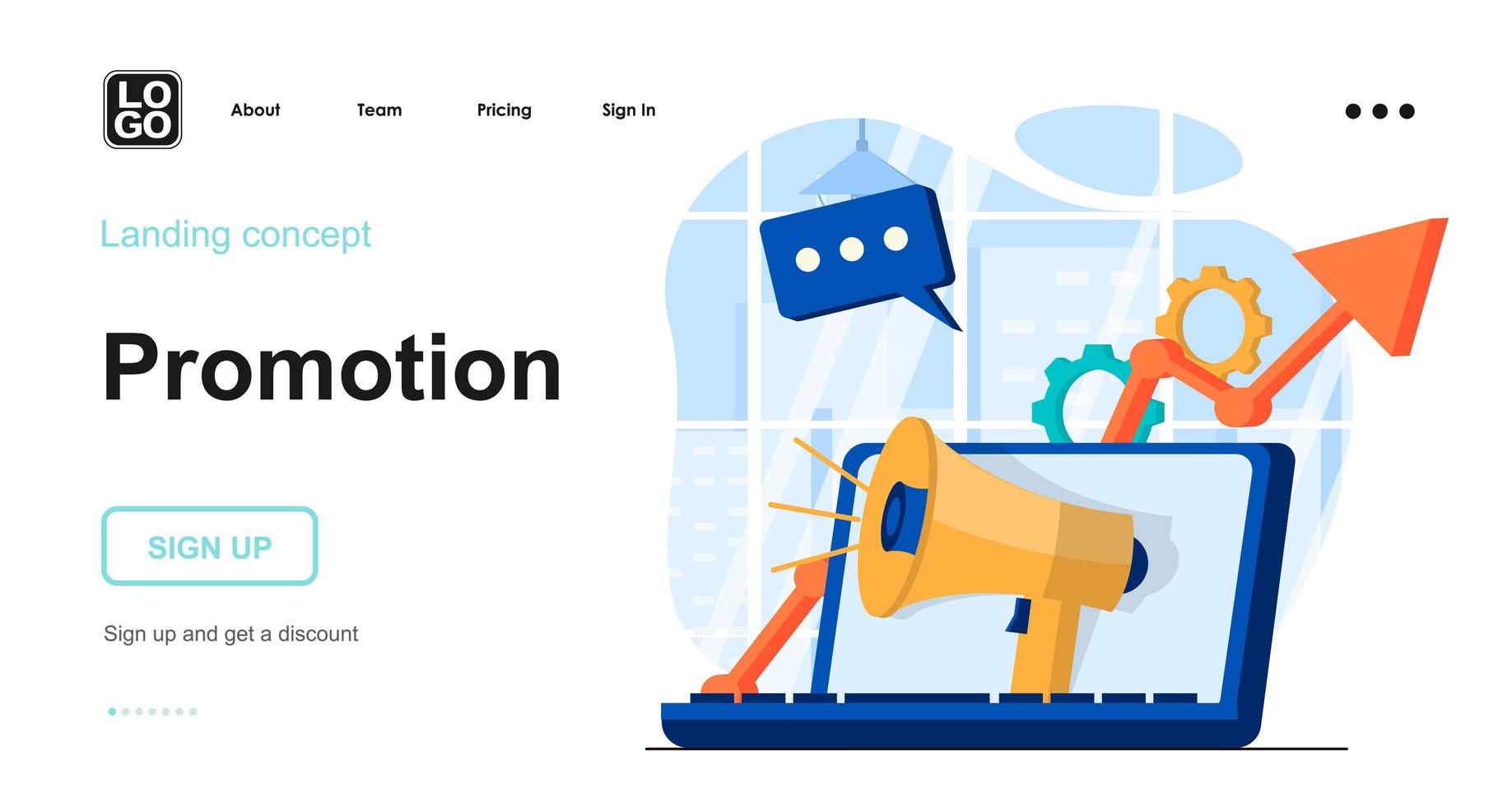 Promotion web concept landing page template vector