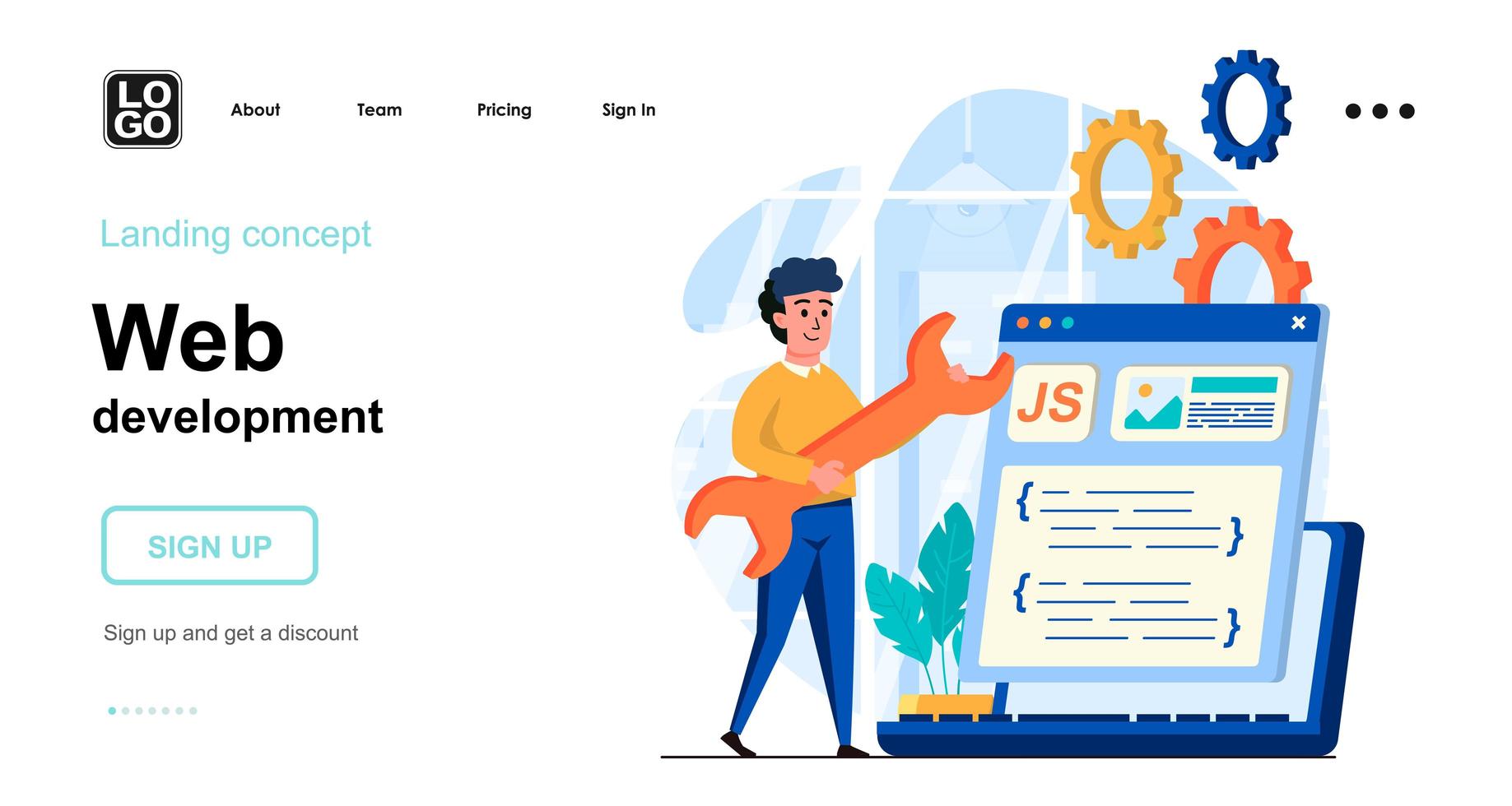 Web development concept landing page template vector