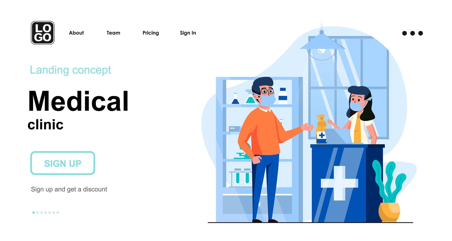 Medical clinic web concept landing page template vector