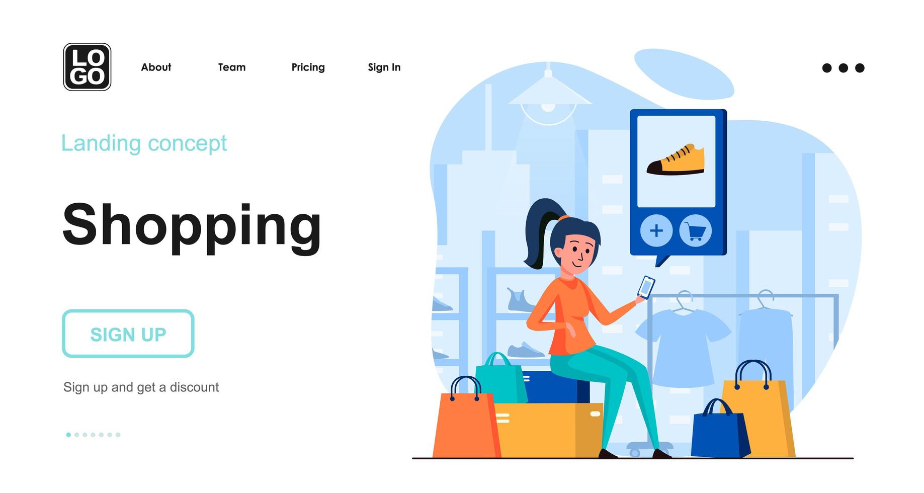 Shopping web concept landing page template vector