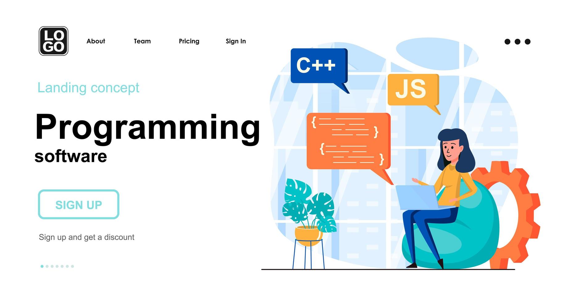 Programming software web concept landing page template vector