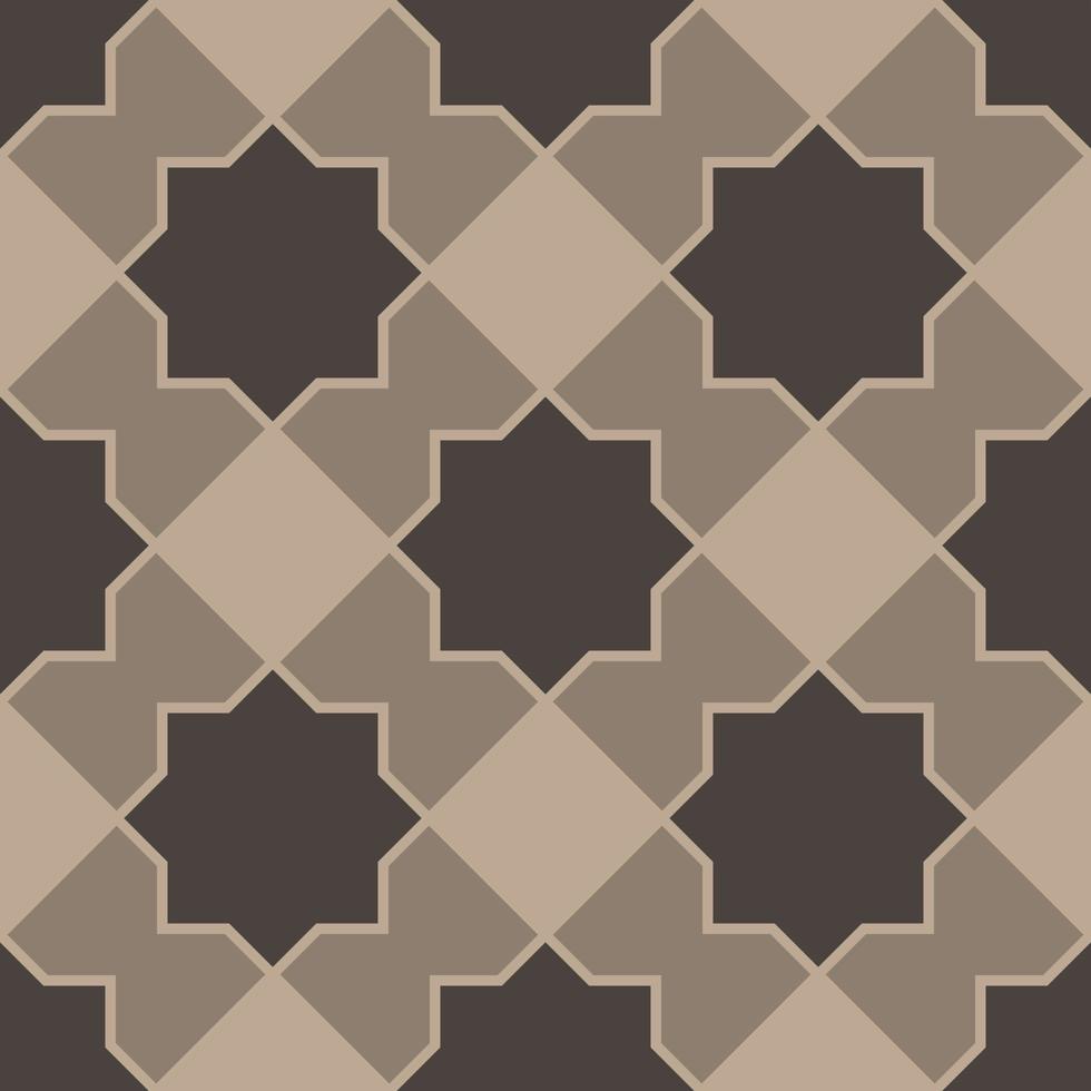 Seamless pattern with brown eight pointed stars vector
