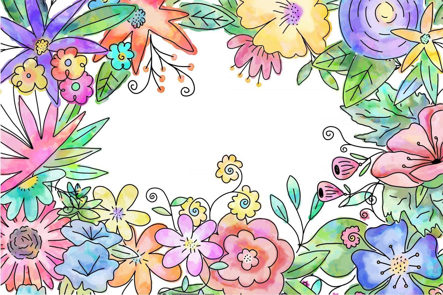 Pretty Decorative Watercolor Floral Frame vector