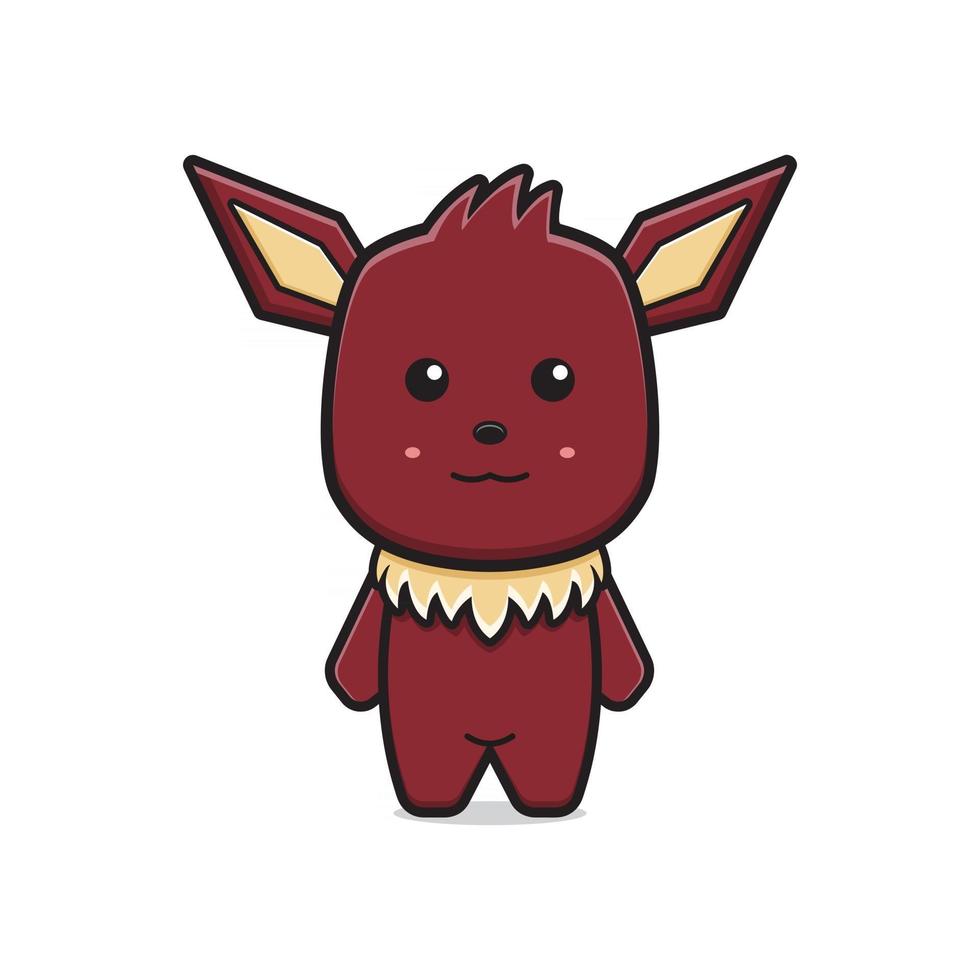 Ilustración de vector de icono de dibujos animados de personaje de mascota de monstruo lindo