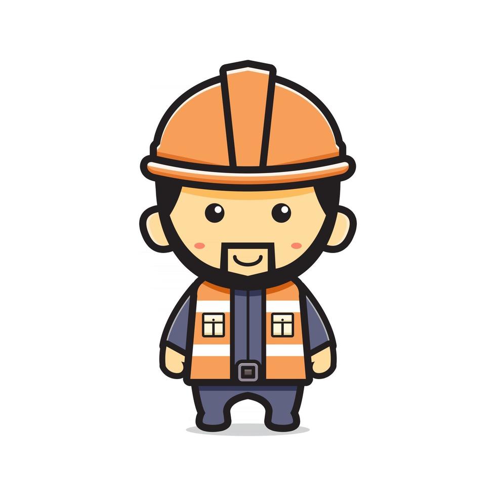 Cute miner cartoon icon vector illustration