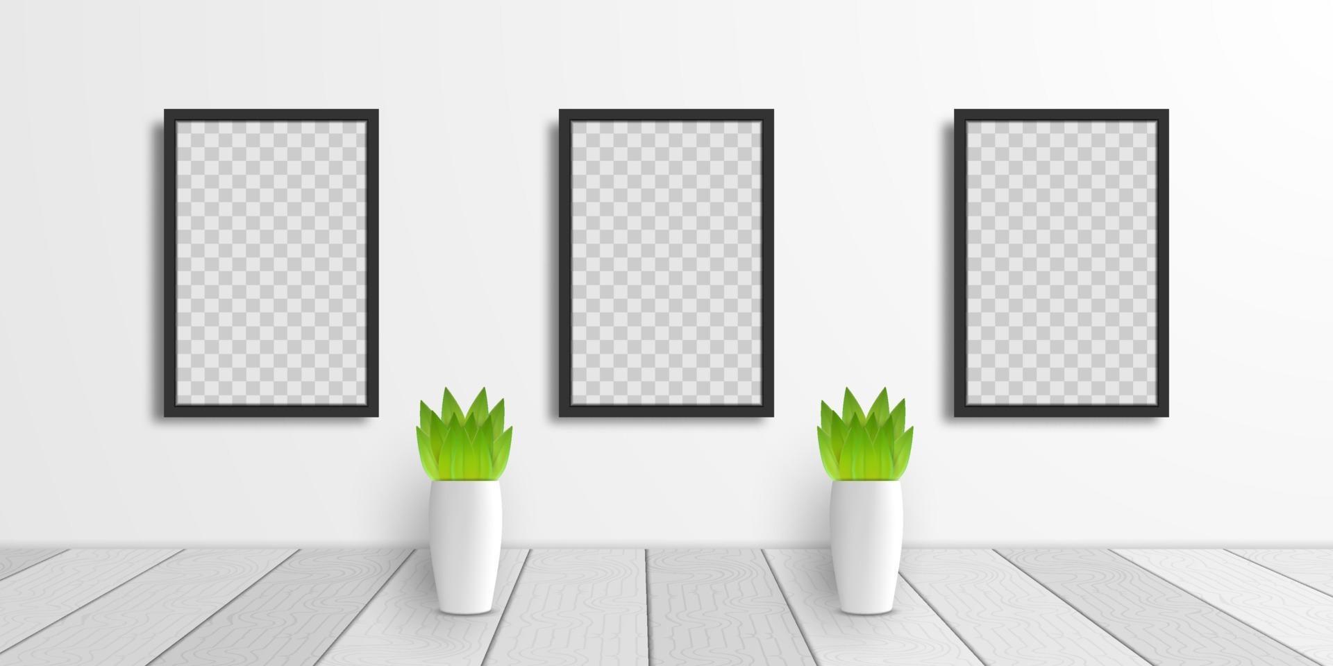 3D realistic square frame mockup vector