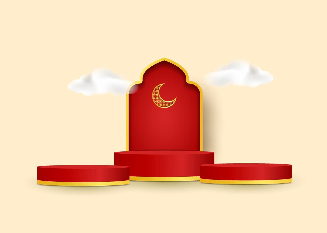 3D islamic decoration background with mosque arabic lantern vector