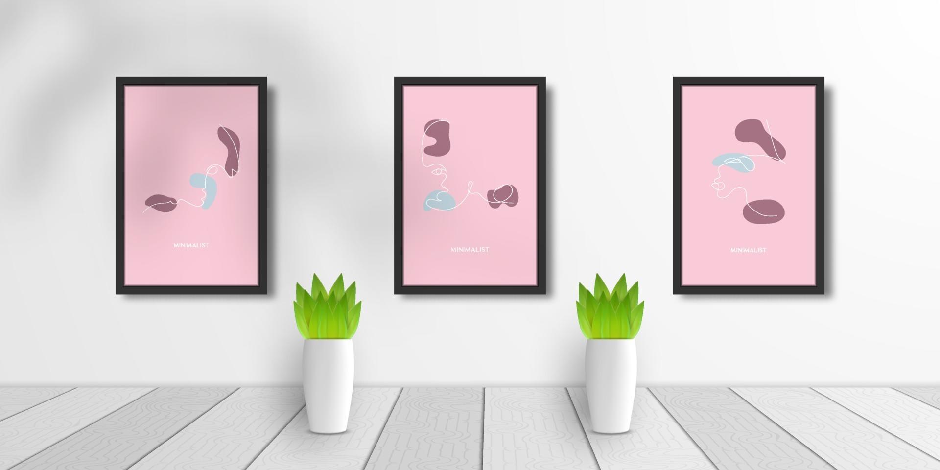 set of 3D realistic frame mock up vector