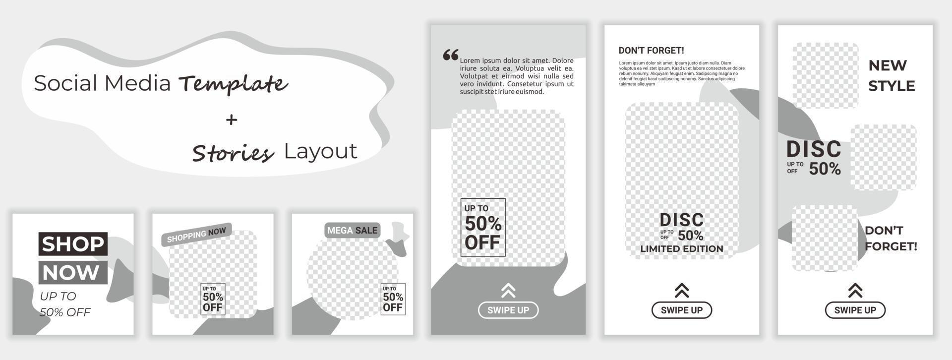 Trendy templates for posts and stories for social media vector