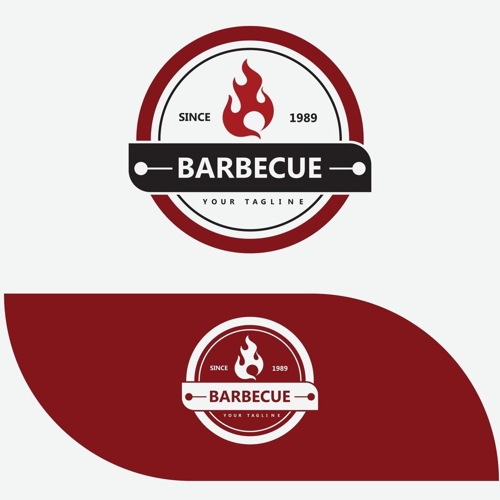 parrilla de barbacoa vintage retro, barbacoa, logotipo de etiqueta de emblema de carne vector