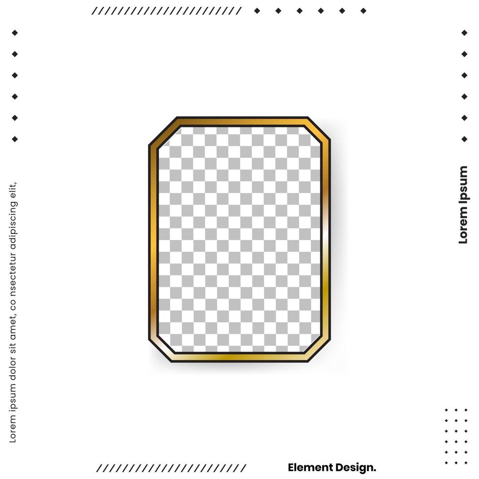 Square golden frame with shadow isolated vector