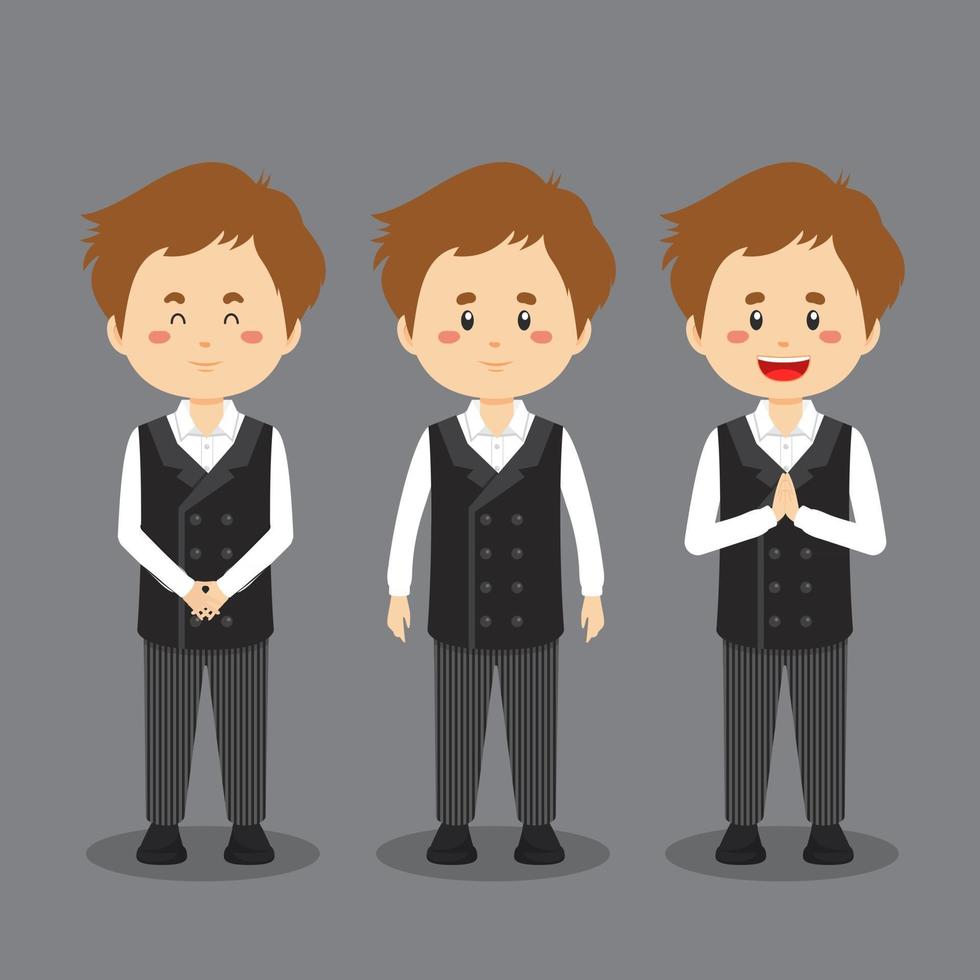 French Character with Various Expression vector