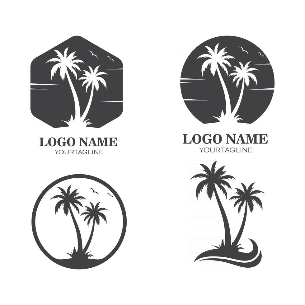 Icono de palmera de verano y viajes logo vector illustration