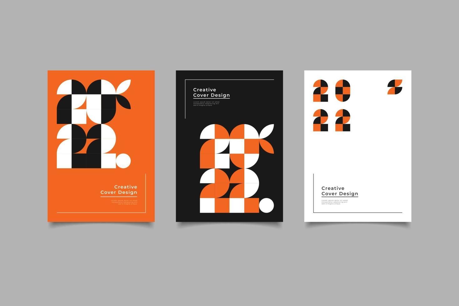 Set template cover 2022 geometric design vector