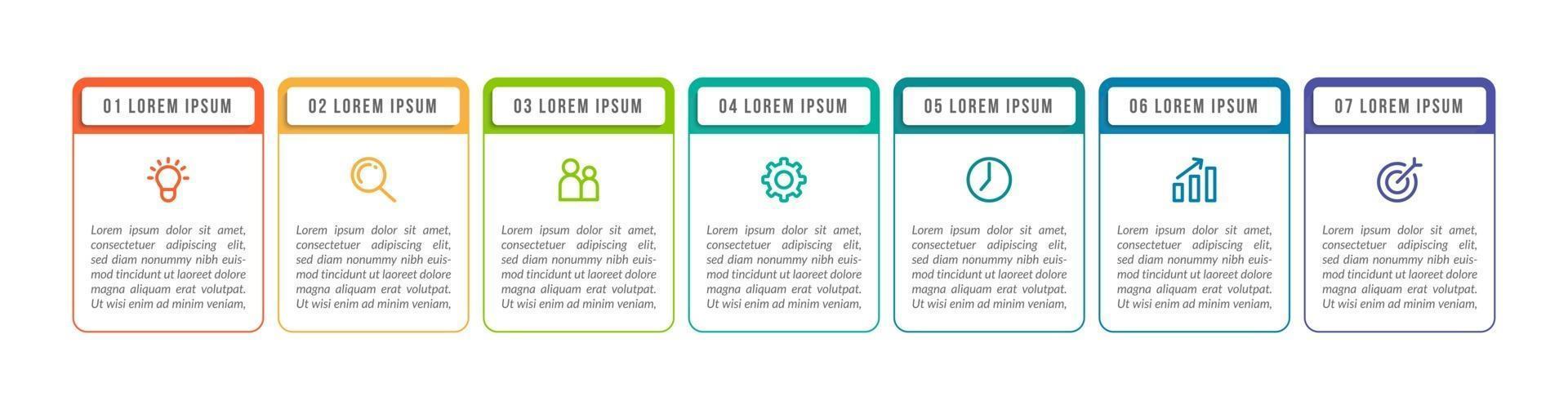 Infografía de 7 pasos para presentación. vector