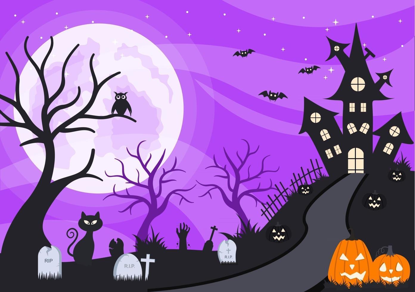 Halloween Night Party Background Landing Page Illustration vector