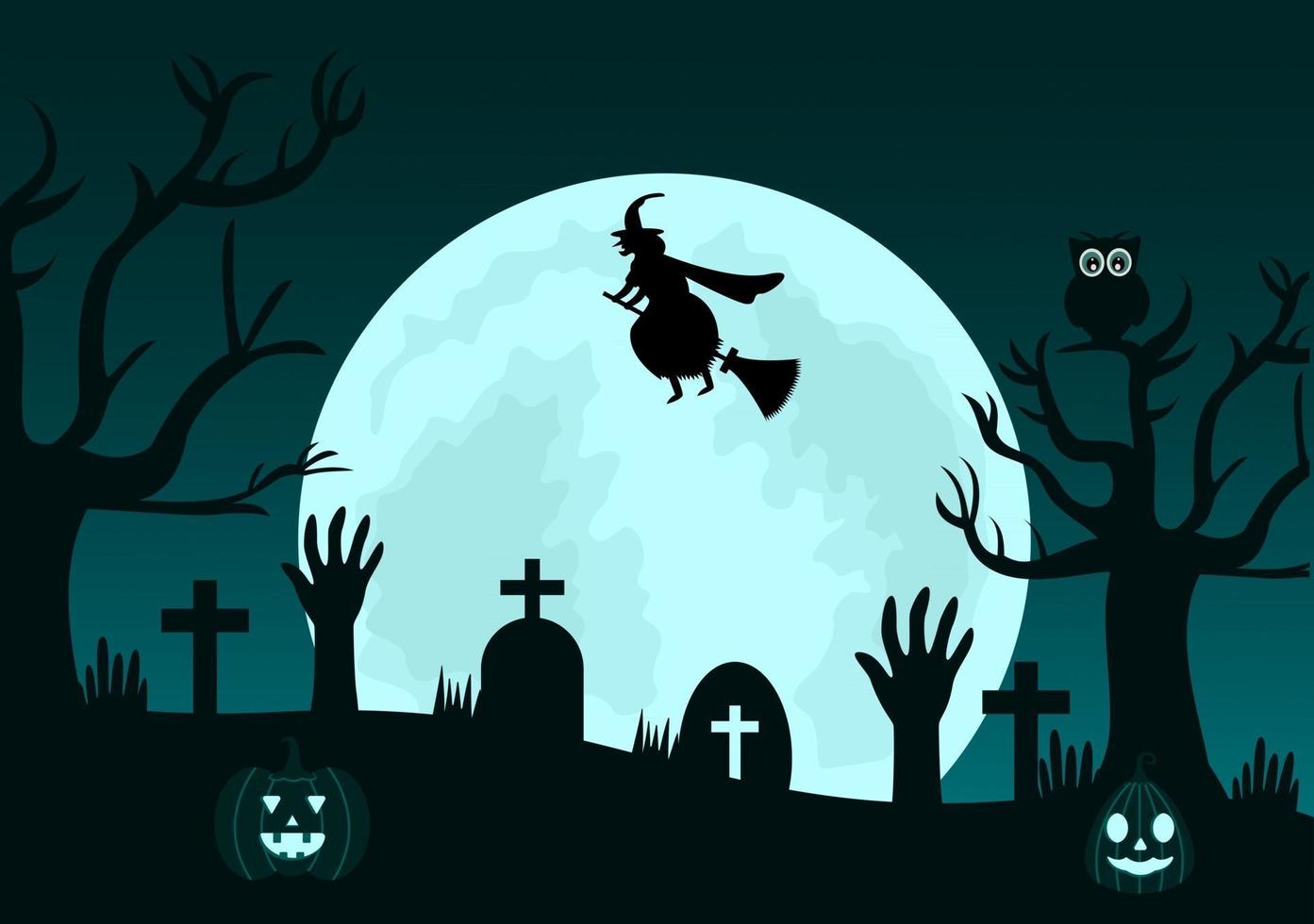 Halloween Night Party Background Landing Page Illustration vector